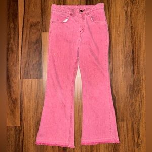 VTG 70s Levi's Flare Bell Bottoms White Tab Talon 42 Distress Red Jeans 28x27